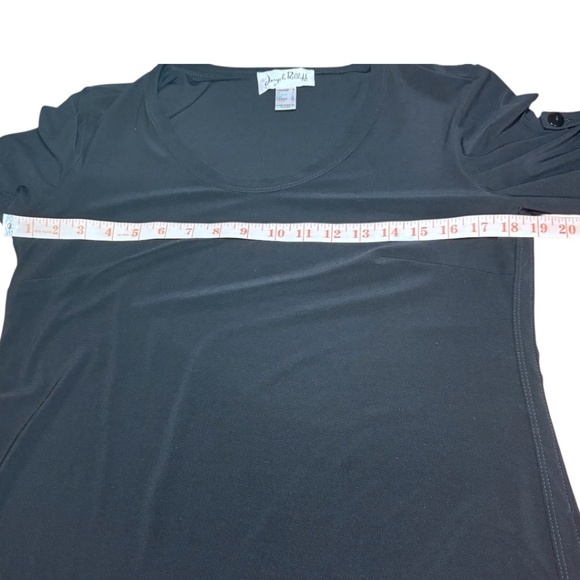 JOSEPH RIBKOFF Black Scoop Neck Roll Tab Sleeve Top Curved Split Hem US Sz 8 - Picture 6 of 9